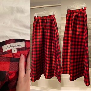 Shabby Apple Maxi Skirt Buffalo Plaid red and black size 4